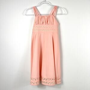 Bonnie Jean Peach Sleeveless Dress w/ Lace Detail - Girls 12